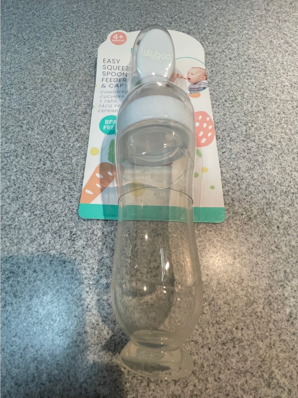Baby Food Squeezer Spoon Feeder - Clear with White Cap